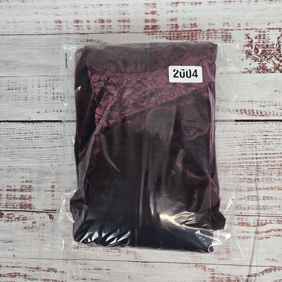 Vtg Coldwater Creek Velvet Lace Burgandy Midi Dress Size 10 Long Sleeve Holiday - Picture 14 of 14